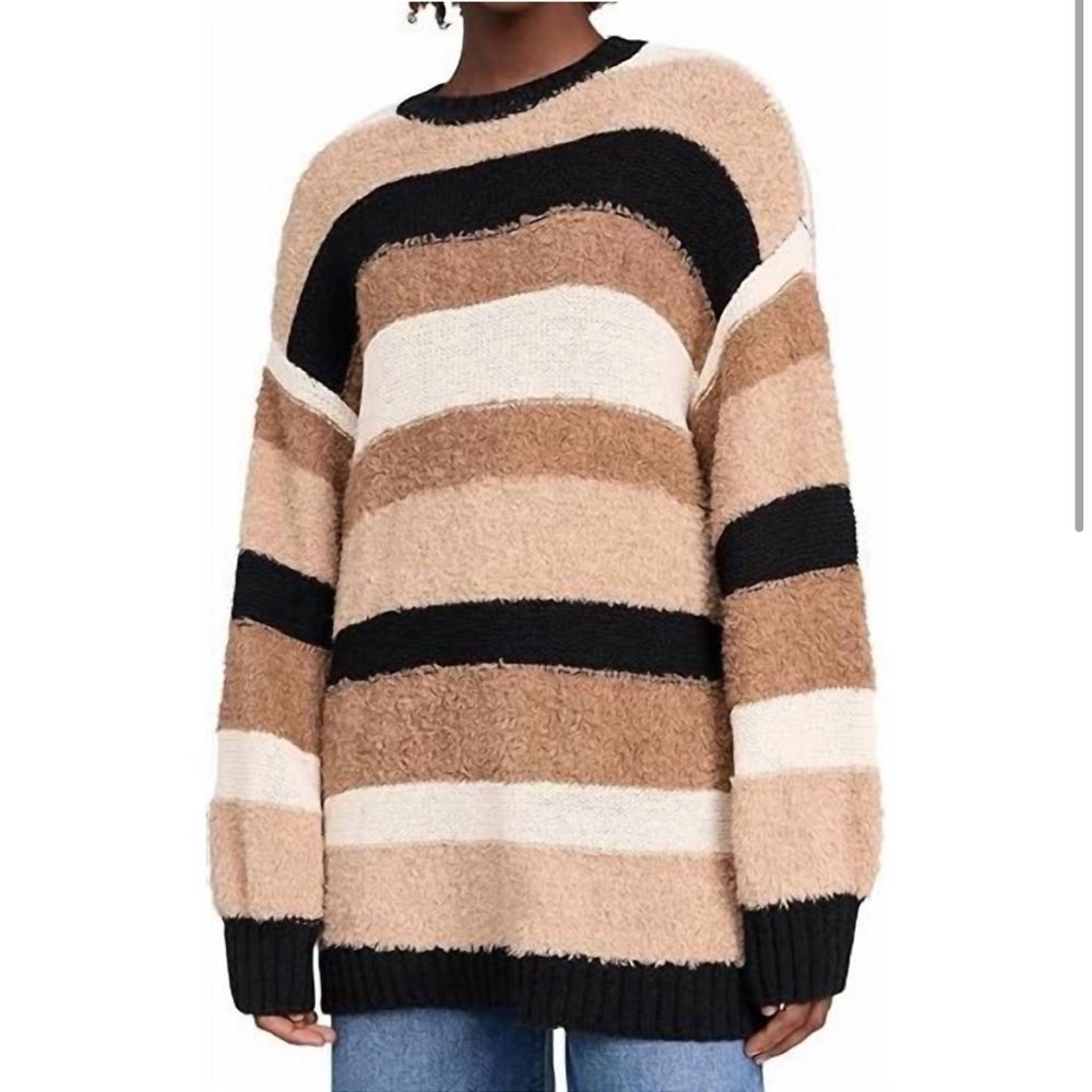 NWT Show Me Your MUMU Timothy Tunic Sweater in Neutral Stripe Oversized